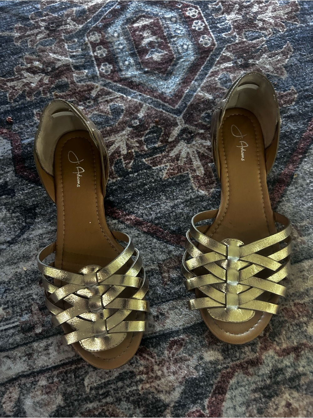 Adams Metallic Gold Braided Strap Sandals